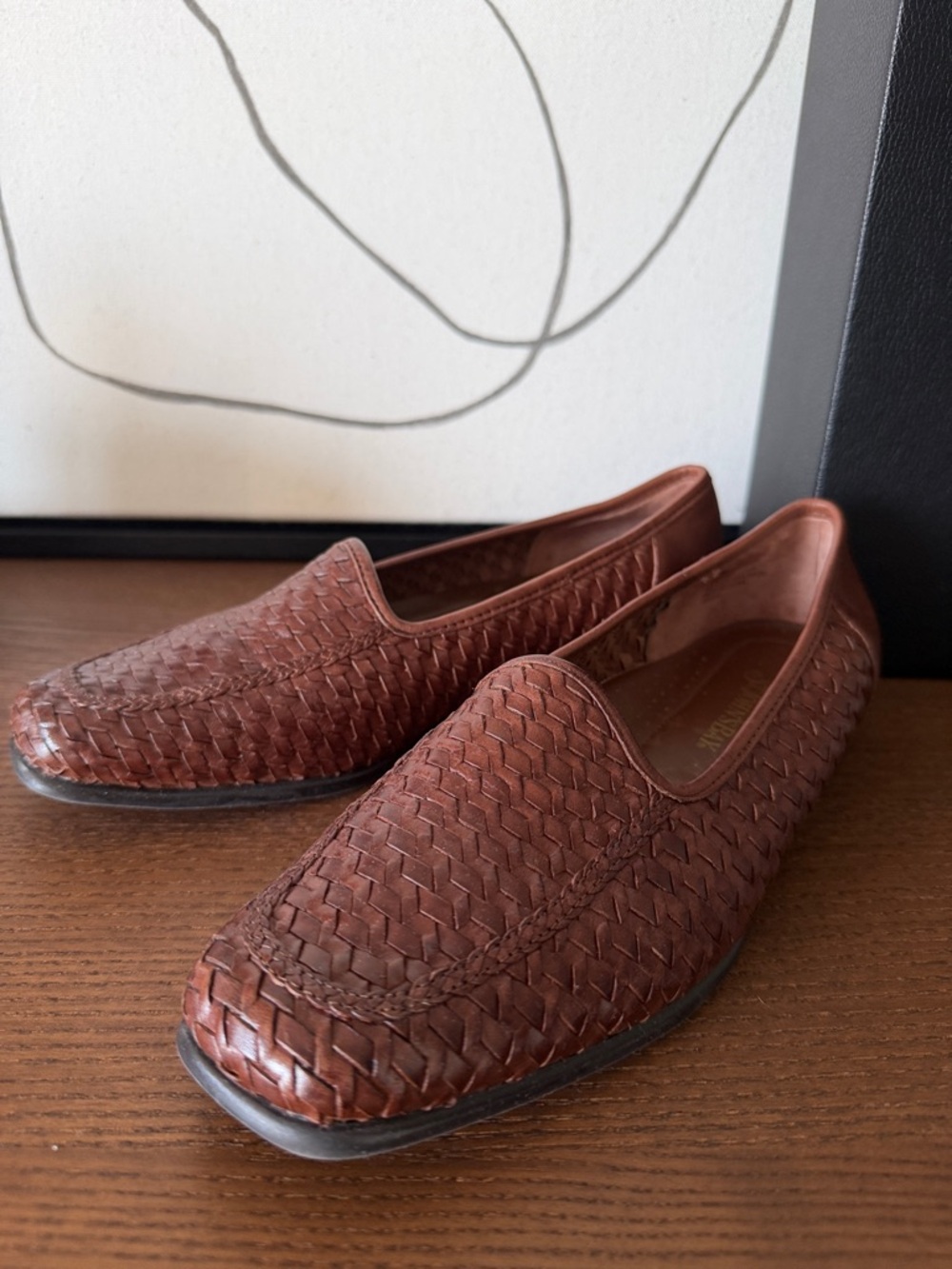 St. John's Bay Brown Woven Leather Slip-On Loafers